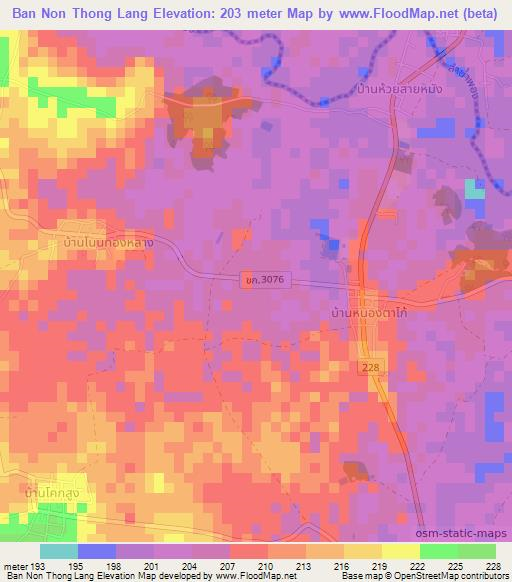 Ban Non Thong Lang,Thailand Elevation Map