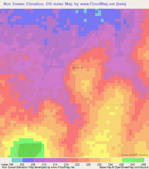 Non Suwan,Thailand Elevation Map