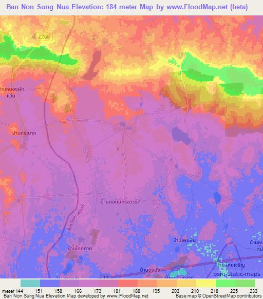 Ban Non Sung Nua,Thailand Elevation Map