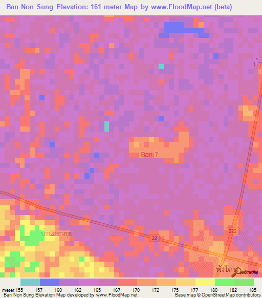 Ban Non Sung,Thailand Elevation Map
