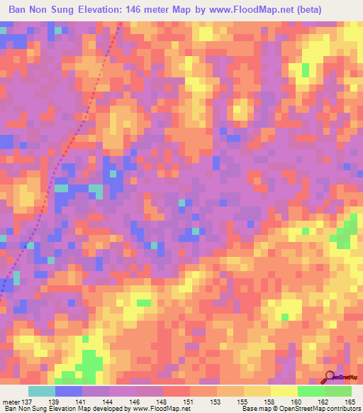 Ban Non Sung,Thailand Elevation Map