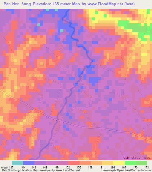 Ban Non Sung,Thailand Elevation Map
