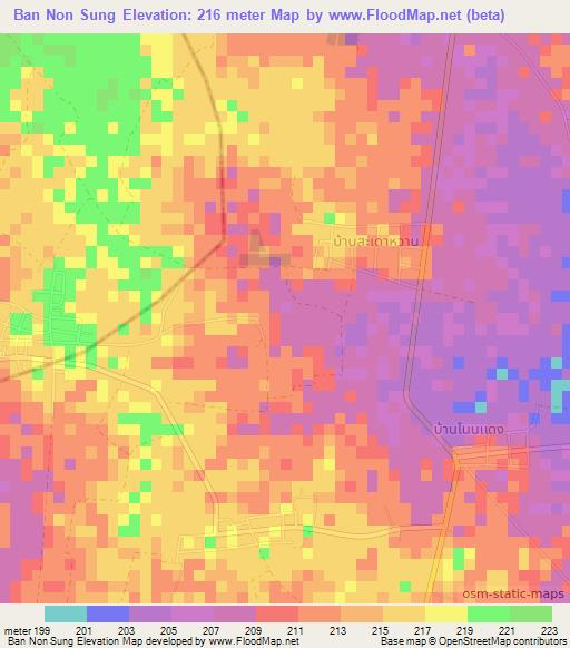 Ban Non Sung,Thailand Elevation Map