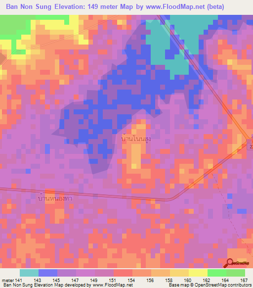 Ban Non Sung,Thailand Elevation Map