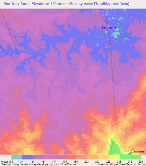 Ban Non Sung,Thailand Elevation Map