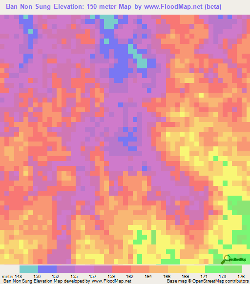 Ban Non Sung,Thailand Elevation Map