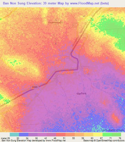 Ban Non Sung,Thailand Elevation Map