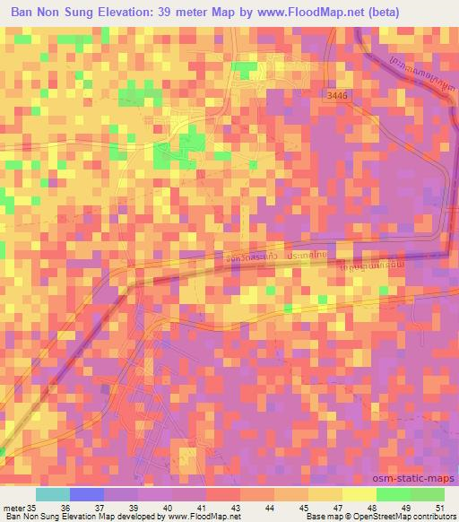 Ban Non Sung,Thailand Elevation Map