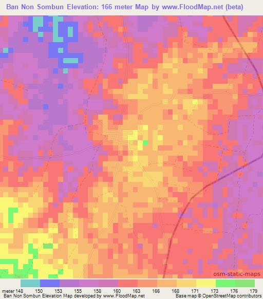 Ban Non Sombun,Thailand Elevation Map