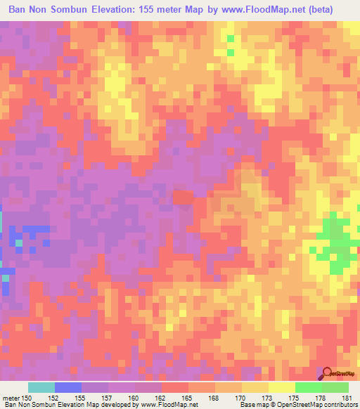 Ban Non Sombun,Thailand Elevation Map