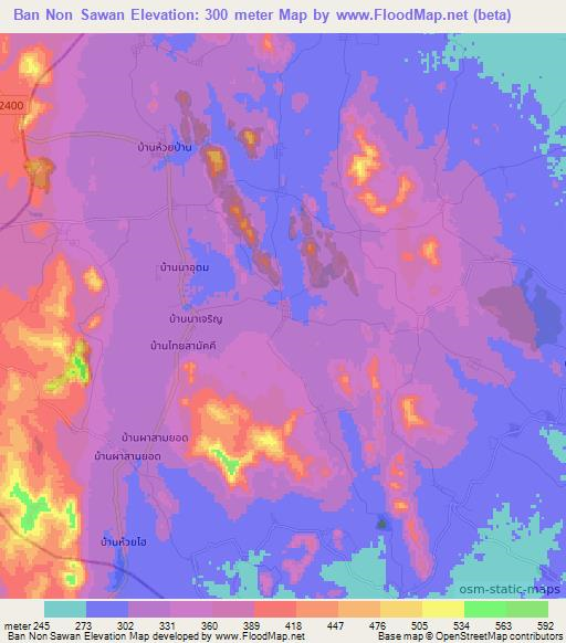 Ban Non Sawan,Thailand Elevation Map