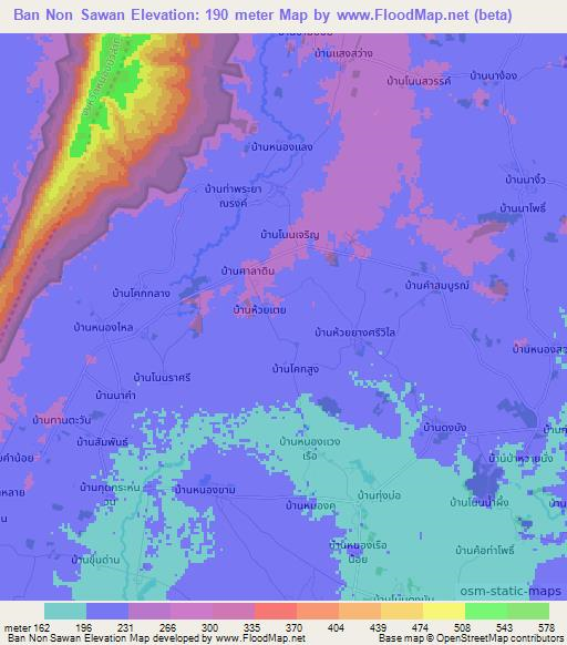 Ban Non Sawan,Thailand Elevation Map