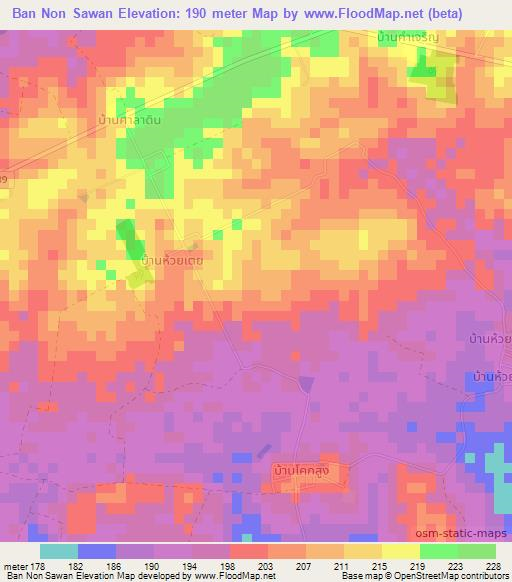 Ban Non Sawan,Thailand Elevation Map