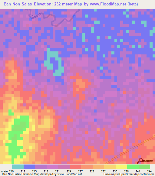 Ban Non Salao,Thailand Elevation Map