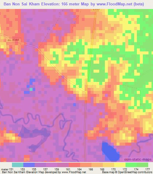 Ban Non Sai Kham,Thailand Elevation Map
