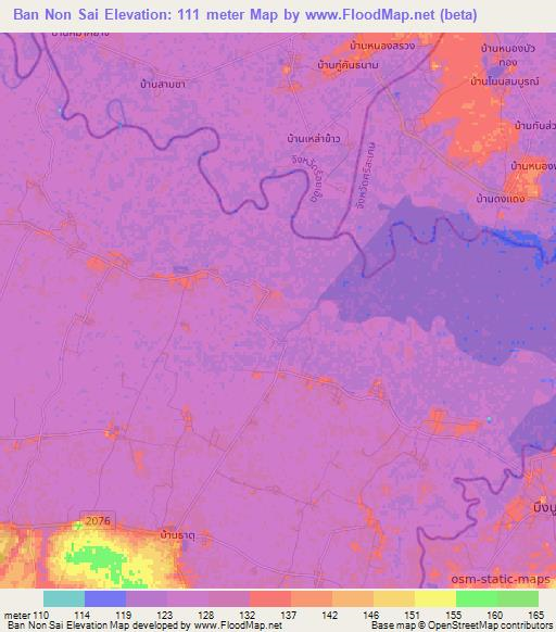 Ban Non Sai,Thailand Elevation Map
