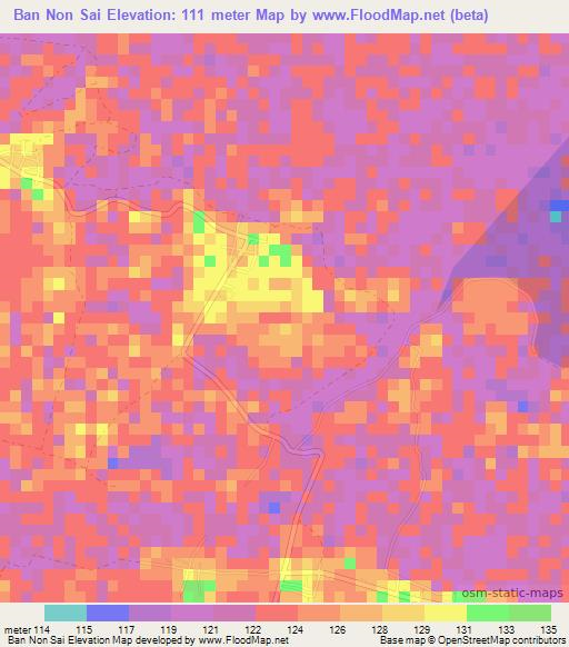 Ban Non Sai,Thailand Elevation Map