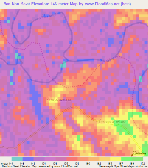 Ban Non Sa-at,Thailand Elevation Map