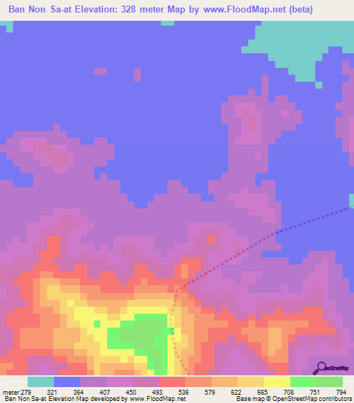 Ban Non Sa-at,Thailand Elevation Map
