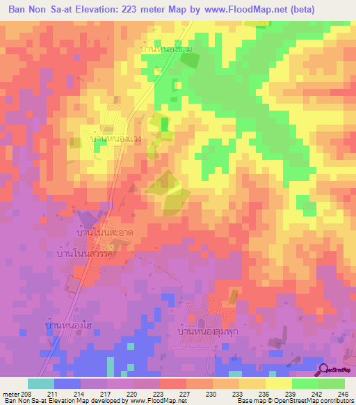 Ban Non Sa-at,Thailand Elevation Map