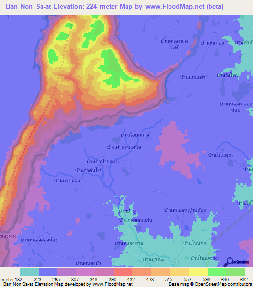 Ban Non Sa-at,Thailand Elevation Map