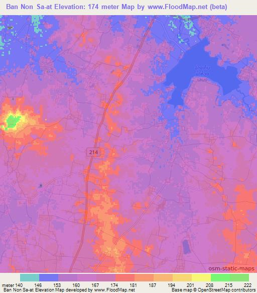 Ban Non Sa-at,Thailand Elevation Map