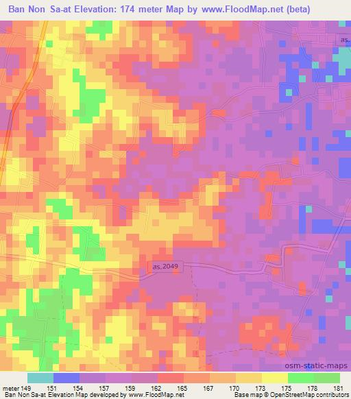 Ban Non Sa-at,Thailand Elevation Map