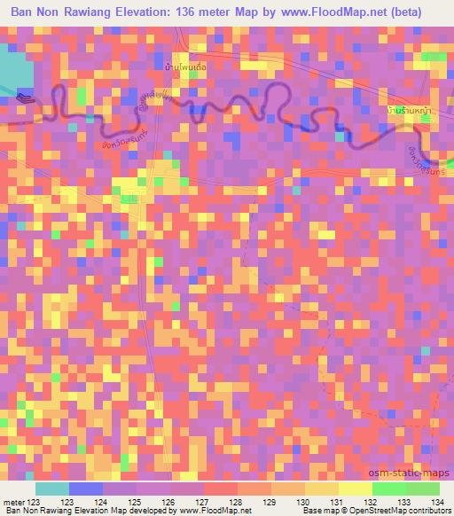 Ban Non Rawiang,Thailand Elevation Map