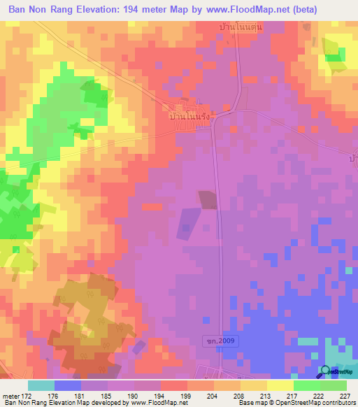 Ban Non Rang,Thailand Elevation Map