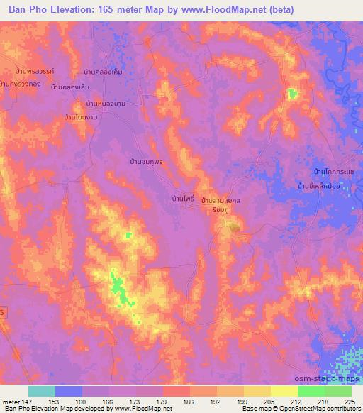Ban Pho,Thailand Elevation Map