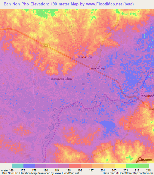 Ban Non Pho,Thailand Elevation Map
