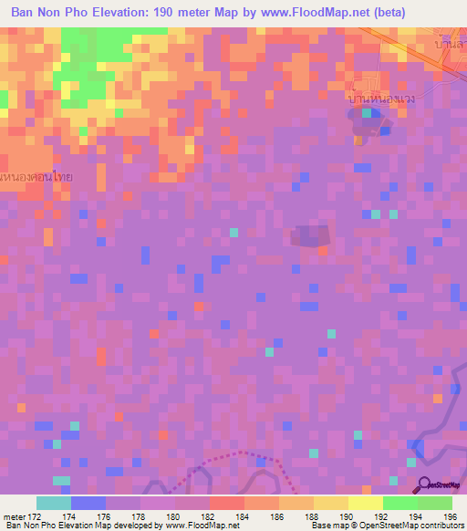 Ban Non Pho,Thailand Elevation Map