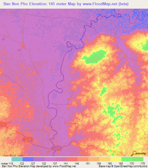 Ban Non Pho,Thailand Elevation Map