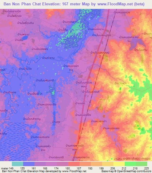 Ban Non Phan Chat,Thailand Elevation Map