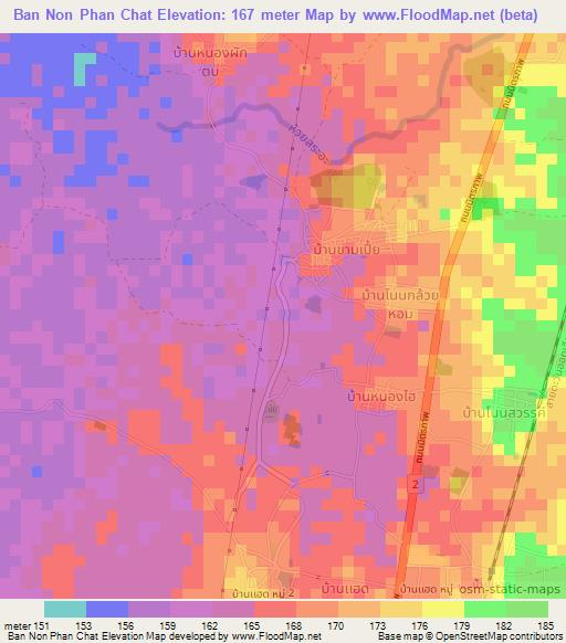 Ban Non Phan Chat,Thailand Elevation Map