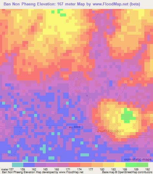 Ban Non Phaeng,Thailand Elevation Map
