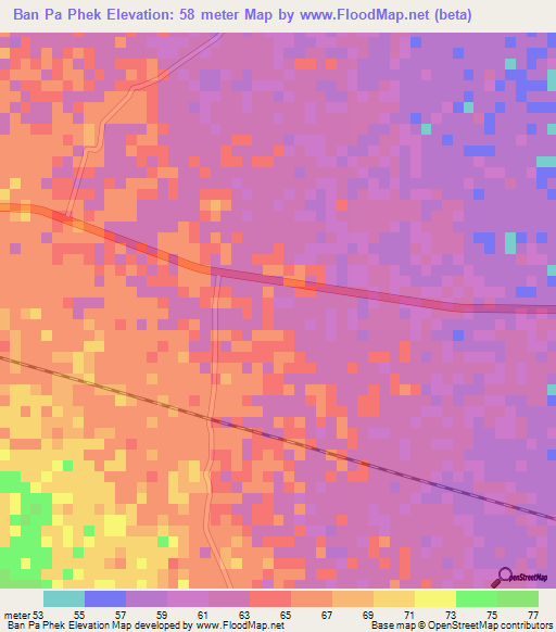 Ban Pa Phek,Thailand Elevation Map