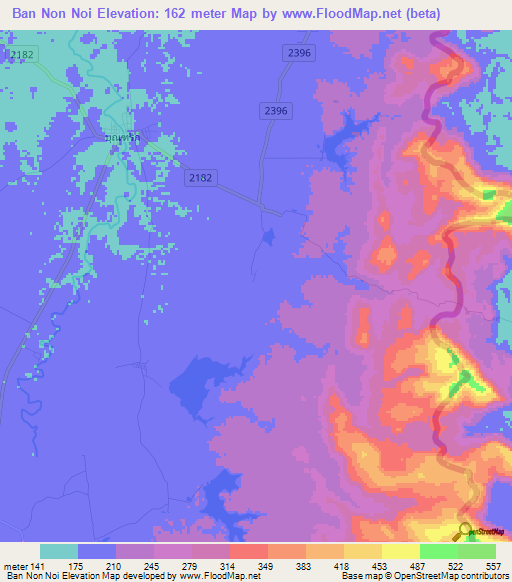 Ban Non Noi,Thailand Elevation Map
