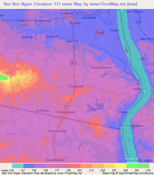Ban Non Ngam,Thailand Elevation Map
