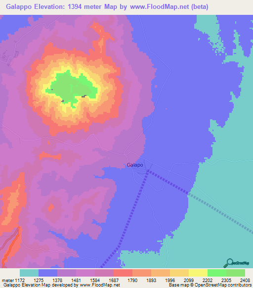 Galappo,Tanzania Elevation Map