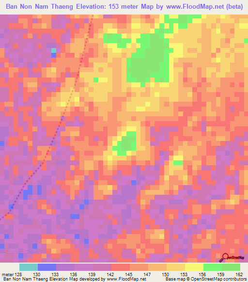 Ban Non Nam Thaeng,Thailand Elevation Map