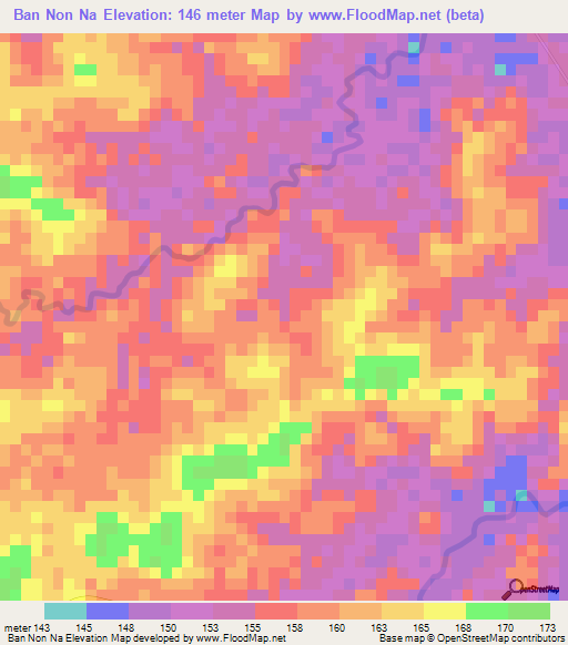 Ban Non Na,Thailand Elevation Map