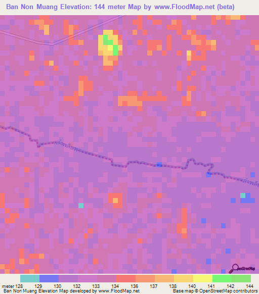 Ban Non Muang,Thailand Elevation Map