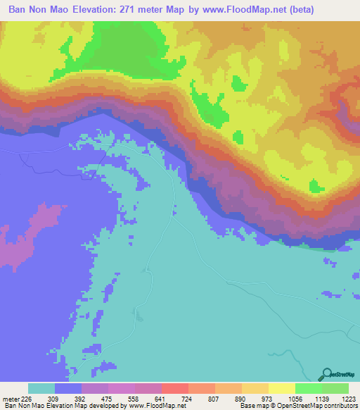 Ban Non Mao,Thailand Elevation Map