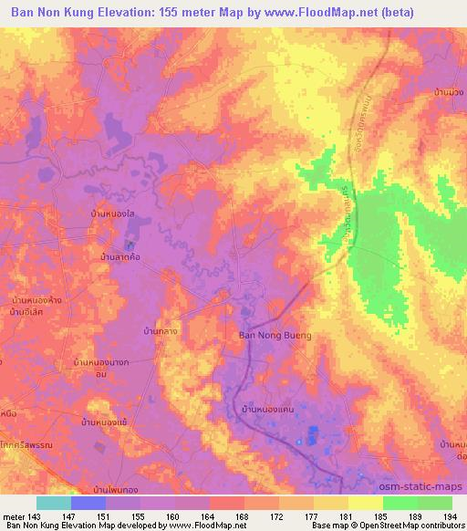 Ban Non Kung,Thailand Elevation Map