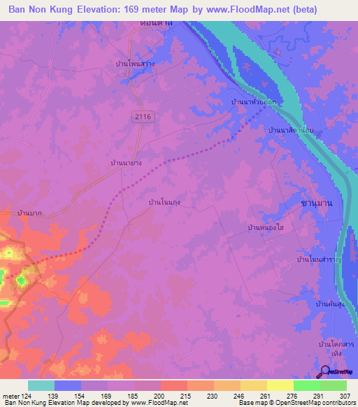Ban Non Kung,Thailand Elevation Map