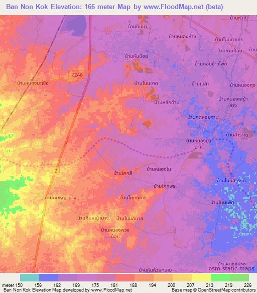 Ban Non Kok,Thailand Elevation Map