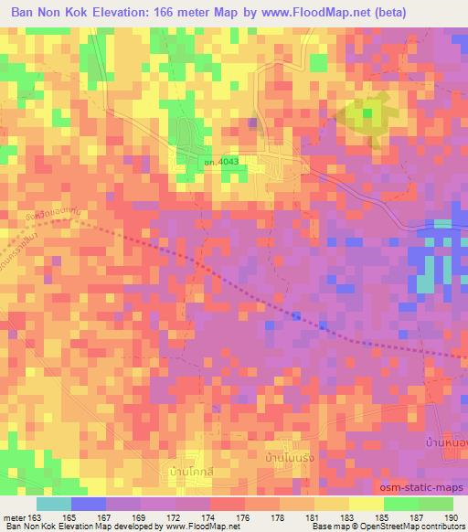 Ban Non Kok,Thailand Elevation Map