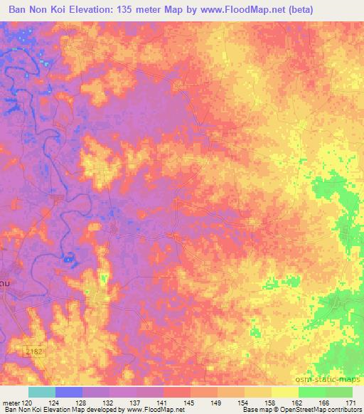 Ban Non Koi,Thailand Elevation Map