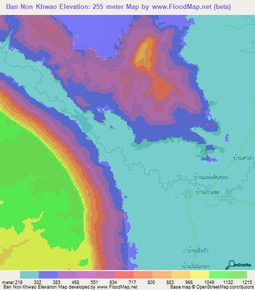 Ban Non Khwao,Thailand Elevation Map